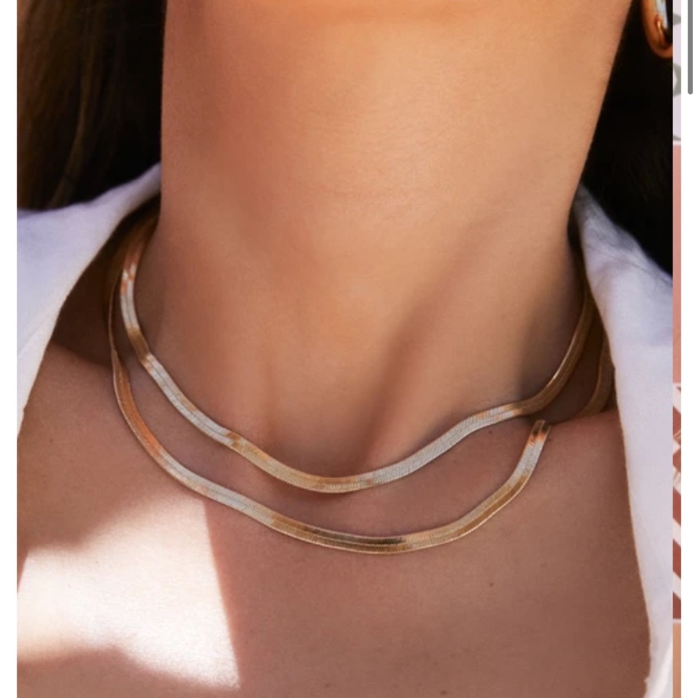 Luv AJ x Silvan Ayla Herringbone Gold Chain Necklace